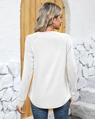 Vista 3 de 2 piezas de sudadera de cuello redondo para mujer, ajuste holgado, manga larga, casual, otoño e invierno