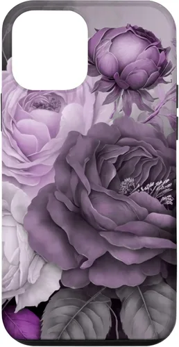 Vista 16 de Purple Watercolor Rose Flower Bouquet on Gray Case for iPhone 17