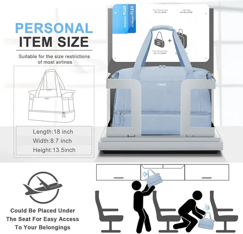Vista 3 de Bolsa de lona de gimnasio para mujer, Azul Patchwork