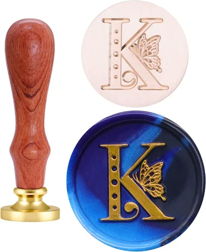 Vista 14 de SWANGSA Kit de sellos de cera del alfabeto, diseño de mariposa vintage, 26 letras A-Z con 2 asas de madera, kit de regalo para invitación de boda