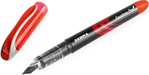 Vista 2 de Zebra Fuente - Pluma estilográfica desechable, color negro, azul claro, rojo, verde, rosa, violeta, paquete de 6