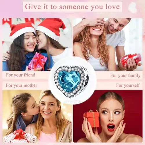 Vista 6 de LongLuck Dije de ojo de cristal para pulsera Pandora, dije de plata de ley 925 con circonitas cúbicas para mujer, Plata esterlina, cristal
