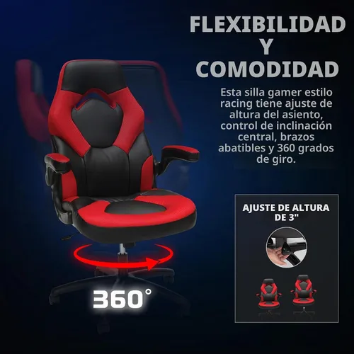 Vista 4 de RESPAWN 3085 Silla de juegos, silla ergonómica de oficina, reposacabezas Rojo