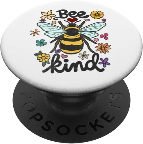 Vista 6 de Cool Bee Kind Flower Funny Bumble Bee Women Girls PopSockets MagSafe PopGrip for iPhone