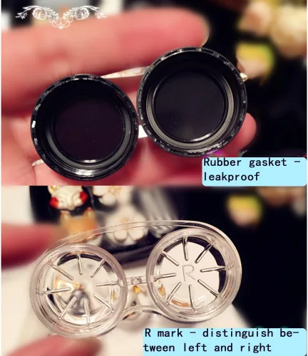 Vista 5 de Paquete de 2 fundas para lentes de contacto a la moda, bonita corona, a prueba de fugas, kit de caja portátil con espejo