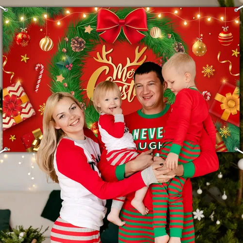 Vista 5 de Avezano Cartel de Feliz Navidad, telón de fondo rojo de Navidad para decoraciones de fiesta, invierno, Año Nuevo, Nochebuena, reuniones familiares