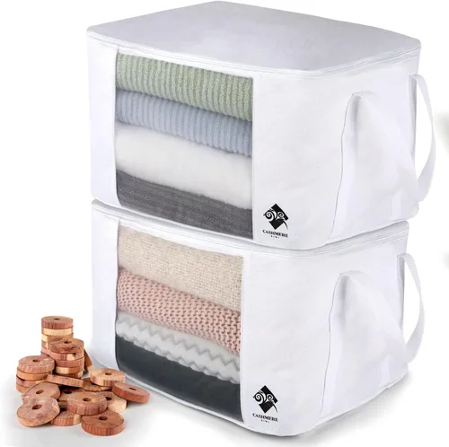 Vista 6 de Bolsas de almacenamiento de suéter de cachemira con protección contra polillas de cedro Bolsa de algodón transpirable y lavable Adecuado