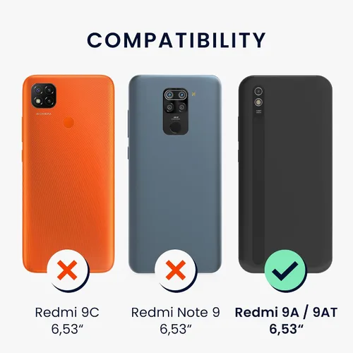 Vista 6 de kwmobile Funda de silicona TPU compatible con Xiaomi Redmi 9A/9AT - Funda suave - Eclipse minimalista blanco/gasolina