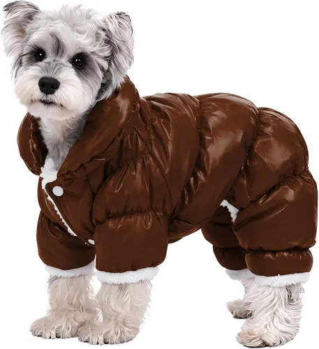 Vista 22 de AOFITEE Abrigo para perro, chaqueta impermeable para perro, abrigo de invierno para perros de cuerpo completo, traje de nieve, chaqueta acolchada a