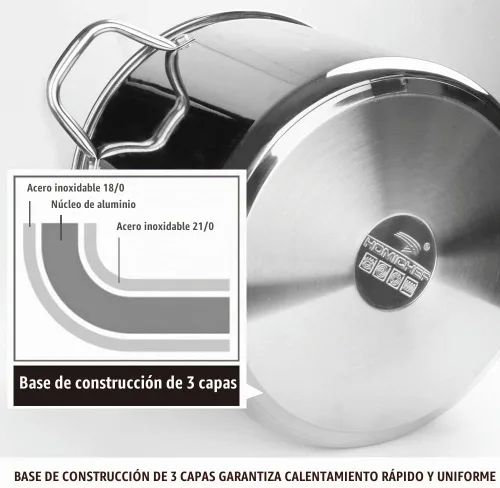 Vista 5 de HOMICHEF Olla pequeña de stock de 4 cuartos de galón de acero inoxidable sin níquel - Olla pequeña de stock de 4 cuartos con tapa de vidrio - Olla