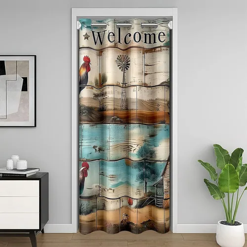 Vista 20 de Manfei Bonita cortina de puerta de gato negro Kawaii para puerta de armario, cortinas opacas con temática de animales estrellados, cortina opaca