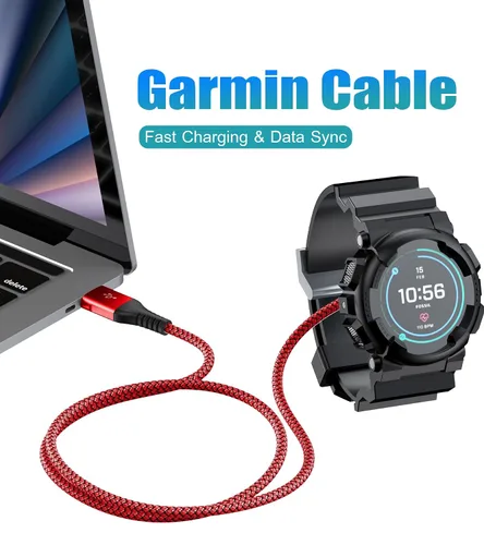 Vista 2 de Garmin Cable de carga de reloj de 4 pies compatible con Garmin Fenix 5 5S 5X 6 6S 6X Plus Pro 7 7S 7X, Forerunner 945 45 45S 245 Music, Approach S10