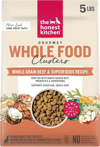 Vista 18 de The Honest Kitchen Whole Food Clusters - Alimento seco para perros con carne de res y avena integrales, bolsa de 1 libra
