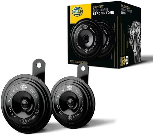 Vista 4 de HELLA 011225871 - Kit de bocinas de disco negras BX de 92 mm, 12 V (ajuste universal)