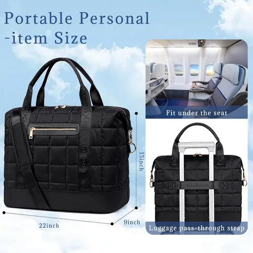 Vista 64 de BLUBOON Bolsas de viaje con cremallera, bolsa de lona para mujer, bolsa de fin de semana para mujer, bolsa de lona para llevar en la bolsa de lona