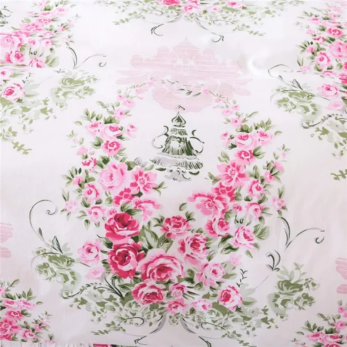 Vista 9 de FADFAY Home Textile - Juego de funda de edredón con estampado floral rosa rosa para niñas, 4 piezas, tamaño individual