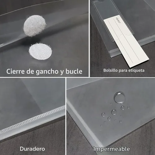 Vista 4 de Carpeta de sobres transparentes de plástico A5 con cierre de gancho y bucle, organización de efectivo de recibos de facturas de 6 x 10 pulgadas