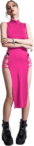 Vista 3 de Verdusa Vestido midi ajustado sin mangas con cuello alto cruzado para mujer