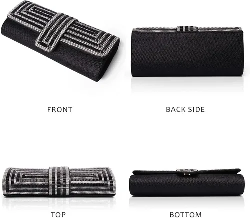 Vista 3 de Labair Bolso de noche y embragues para mujer, bolso de mano brillante con diamantes de imitación, bolso formal para fiesta de boda.