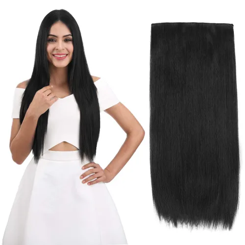 Vista 44 de REECHO Extensiones de cabello rubio, extensiones de una pieza con clip de 20" para mujer, extensiones de cabello sintético suave y natural con ondas
