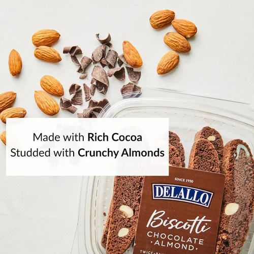 Vista 6 de DeLallo Galletas de biscotti de chocolate italiano con almendras pequeñas, 7 onzas, paquete de 4
