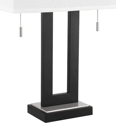 Vista 8 de 360 Lighting Neil - Juego de 2 lámparas de mesa rectangulares rústicas modernas de 26 pulgadas de alto, cadena de tracción de puerto USB, pantalla