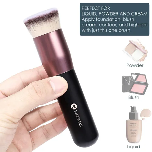 Vista 6 de KINGMAS Brochas de maquillaje de doble punta y brocha de base plana