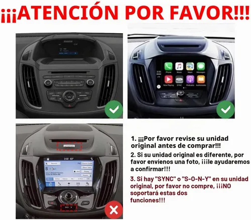Vista 2 de Para Ford Escape Kuga 2013-2019 2G+64G CarPlay Android Navegación Automática Estéreo GPS Radio Reverse Cámara Pantalla 9" IPS Unidad Táctil Headunit