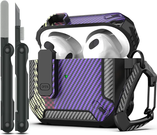 Vista 37 de RFUNGUANGO Funda para AirPod de 2ª generación con kit de limpieza, armadura protectora de carcasa dura militar con bloqueo para funda de carga