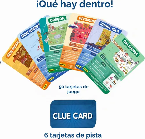 Vista 3 de Skillmatics Guess in 10 - Estados de América, juego de geografía, regalo para niños Educational Cards, History Trivia, Family Game Night, Travel