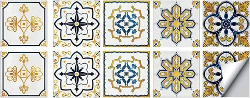 Vista 13 de 10 hojas de calcomanías para azulejos de 6 x 6 pulgadas, vinilo impermeable para cocina, baño, ducha, decoración de pared