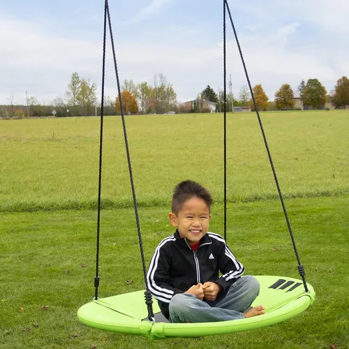 Vista 2 de Vivere Flying Saucer Tree Swing Hammock Chair para niños (verde tierra)