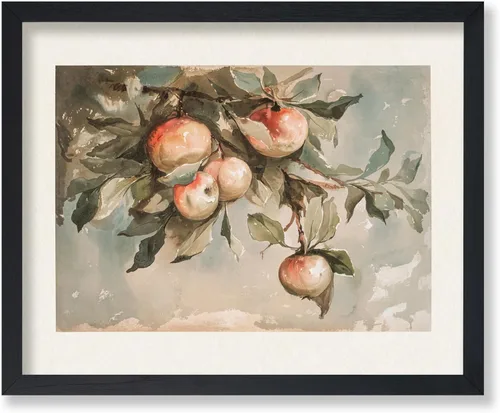 Vista 80 de Poster Master Póster vintage de estudio de manzanas, impresión retro de frutas muertas - Arte de acuarela - Arte de frutas - Regalo para hombres