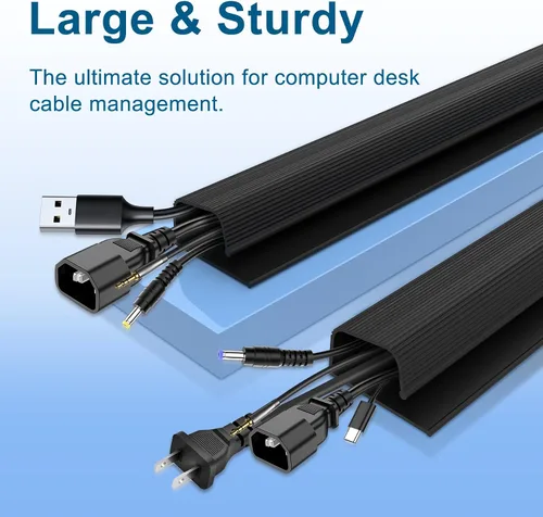 Vista 3 de Paquete de 6 organizadores de cables de canal J para escritorio, organizador de cables adhesivo 6-pack adhesive J channel keeps desk cables