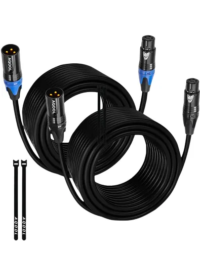 Vista 11 de XLR Cables - Paquete de 4 cables de micrófono XLR equilibrados macho a hembra, cable de micrófono de 3 pines chapado en oro con cable de altavoz OFC