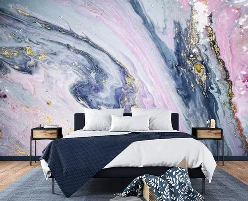 Vista 48 de Papel tapiz mural de pared 3D de metal rojo y negro para dormitorio, 137" x 100