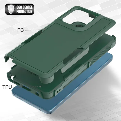 Vista 55 de Jeylly para Moto G Stylus 5G 2021 Funda con [2 Pack] Protector de Pantalla de Vidrio Templado, Protección Grado Militar Anti-Arañazos, Funda A