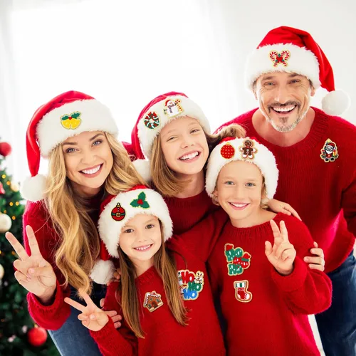Vista 5 de 48 parches autoadhesivos para planchar, parches bordados de chenilla, parches para coser, apliques de Papá Noel, muñeco de nieve, pan de jengibre
