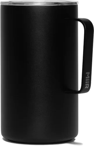 Vista 9 de MiiR, Taza de campamento, aislada al vacío, de acero inoxidable con tapa deslizante, sin BPA, negro, 16 onzas líquidas