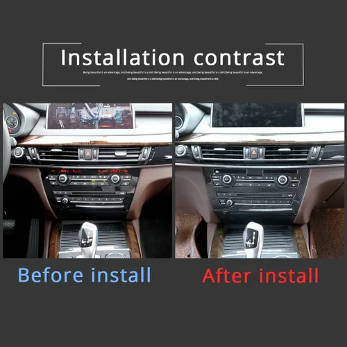 Vista 2 de ABS consola central de coche aire acondicionado volumen perilla Cotrol panel marco ajuste para BMW X5 F15 2014-2018 (fibra de carbono)