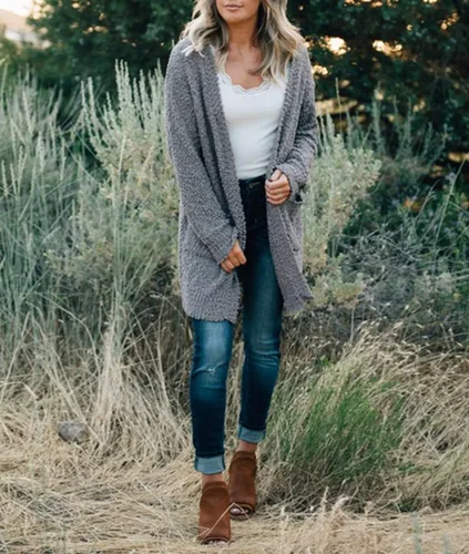 Vista 8 de ZESICA Women's 2024 Fall Casual Long Sleeve Open Front Soft Chunky Knit Sweater Cardigan Outerwear