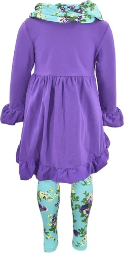 Vista 4 de Unique Baby - Juego de leggings florales, 3 piezas, para niñas