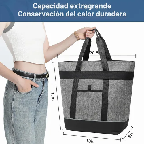 Vista 2 de Insulated Cooler Bag Reusable Grocery Tote Bags Transport Large Lunch Box for Women