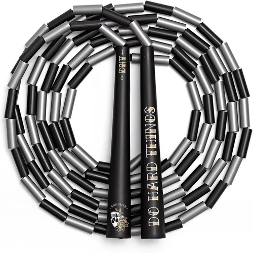 Vista 10 de Elite Jumps Edge Beaded Adjustable Jump Rope, Do Hard Things Tangle-free 1-inch shatterproof beads. Long edge handles. Adjustable for all ages.