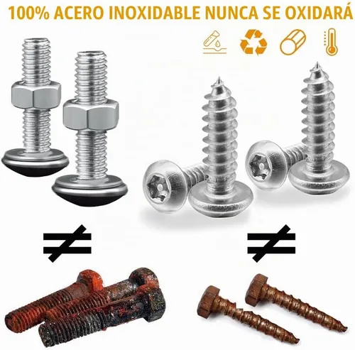 Vista 2 de Tornillos antirrobo para matrícula, pernos antirrobo para marco de matrícula, sujetadores resistentes a manipulaciones, tornillos de matrícula