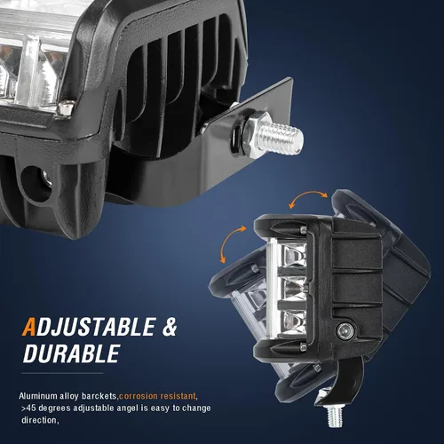 Vista 6 de AUTOXBERT 2 piezas de luces laterales de cápsulas, luces LED estroboscópicas de cubo de 4 pulgadas de doble cara para todo terreno con destello