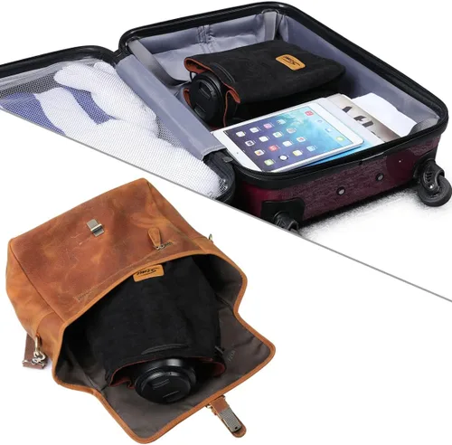 Vista 6 de S-ZONE Bolsa suave para cámara DSLR, bolsa de inserción con cordón, funda de lente compatible con Canon Nikon Sony