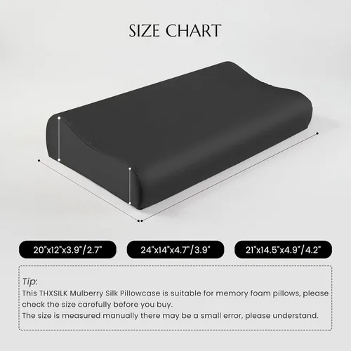 Vista 7 de THXSILK 19 Momme - Funda de almohada 100% seda de morera para almohada de espuma viscoelástica de contorno, funda de almohada cervical, paquete de 1