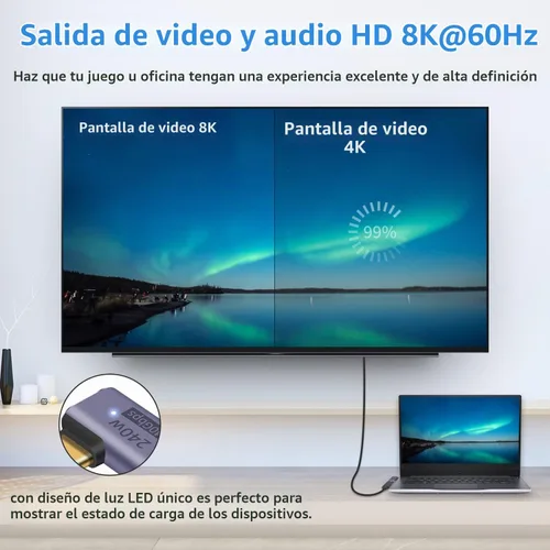 Vista 5 de Poyiccot Adaptador USB C de Ángulo Recto PD 240W para Thunderbolt 4/3, Extensión USB C Macho a Hembra de 90 Grados en Ángulo Recto USB 4.0 Conector