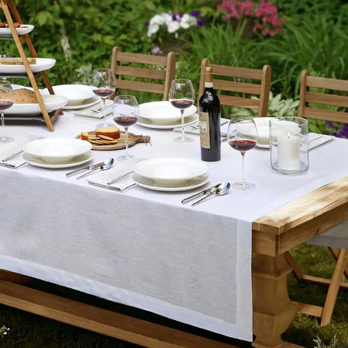Vista 11 de Elrene Home Fashions Villeroy & Boch La Classica - Mantel de lino, ideal para comidas formales o uso diario, 70 x 96 pulgadas, color marfil
